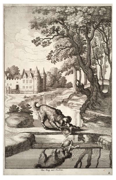 The Dog and His Reflection by Wenceslaus Hollar